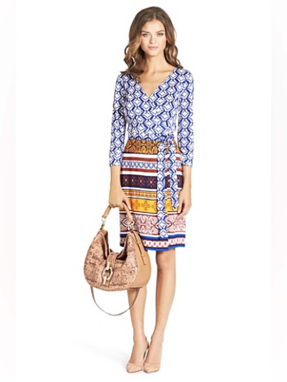 Diane Von Furstenberg Julian Desert Band Silk Jersey Wrap Dress